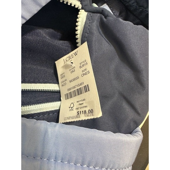 NWT J. Crew Factory Nylon Weekend Duffel Bag Blue Adjustable Strap BJ915 OS - Picture 8 of 9